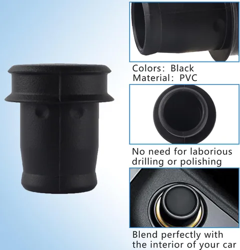 Miniatura 7 de 2 fundas para encendedor de cigarrillos de automóvil, tapa de enchufe negra impermeable y antipolvo, cubierta universal de 0.78 pulgadas, accesorios
