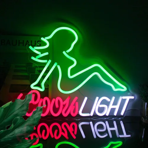 Letrero de Luz de Neón Crs Light Letreros de LED de Cerveza para Decoración de Bar de Cueva de Hombre Luces de Neón LED de Dama Verde Letrero de