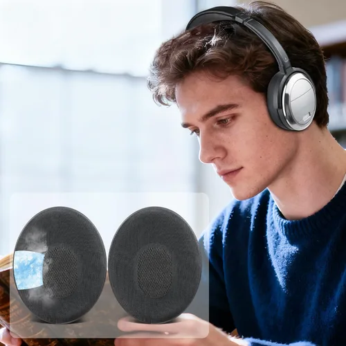 Miniatura 5 de SOULWIT Almohadillas de repuesto profesionales de gel refrescante para auriculares Bose QuietComfort(QC) 3 y OE1, almohadillas con espuma de Negro