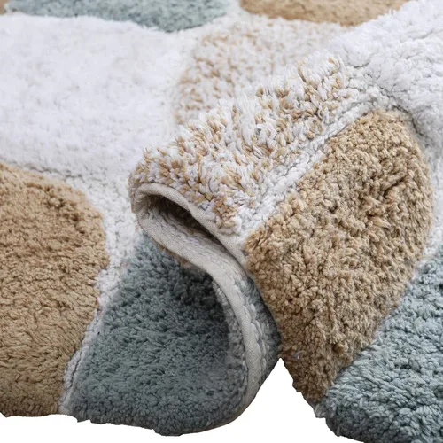 Miniatura 4 de Ramanta Home Alfombra de baño de algodón puro con piedra de guijarro, color beige gris, súper suave, antideslizante, absorbente, para baño, cocina
