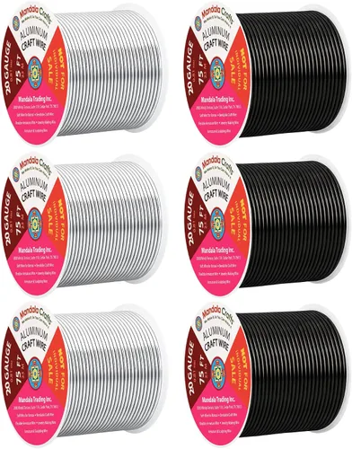Miniatura 25 de Mandala Crafts - Alambre de aluminio anodizado de 8 calibre para hacer joyas - 9.75 m de alambre flexible negro colorido - Flexible para bonsái