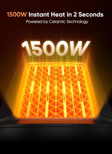 Miniatura 2 de GiveBest Calentador de espacio, calentadores portátiles de 1500 W para uso en interiores, calentador de cerámica PTC con modos de calefacción y Negro