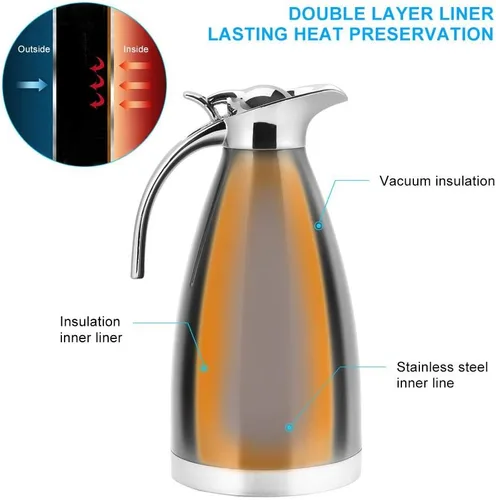 Miniatura 8 de Hervidor de té para estufa, acero inoxidable de doble pared de 2.5 cuartos de galón, tetera silbante con mango ergonómico, frasco de café aislado