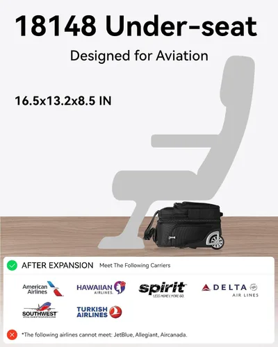 Miniatura 3 de LUGGEX negro (Carry On Underseat Luggage Black Bagage), Negro -, Equipaje debajo del asiento con ruedas