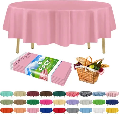 Miniatura 55 de Zimpleware - Mantel redondo de plástico para fiestas de 213 cm (84 pulgadas) de diámetro (paquete de 1, 6 y 12 unidades)