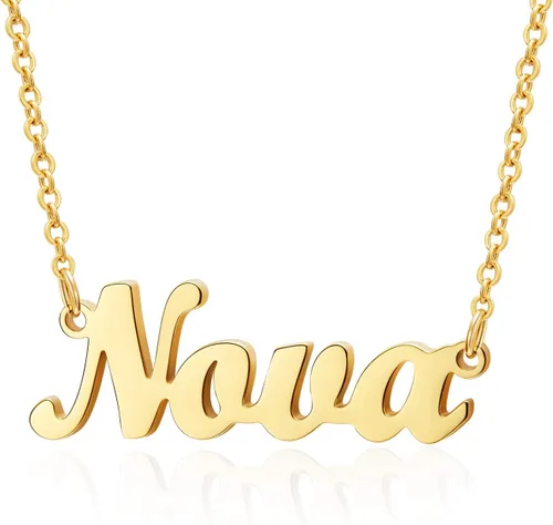 Miniatura 5 de Ldurian Valentine's Day Gifts Name Necklace Name Pendant Necklace Christmas Gifts 14K Gold Dainty Name Plate Necklaces Birthday Jewelry Gift for
