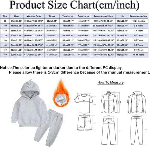 Miniatura 3 de TBUIALL Conjunto de dos piezas para niños pequeños, de manga larga, color liso, sin botones, para correr, ropa para bebé
