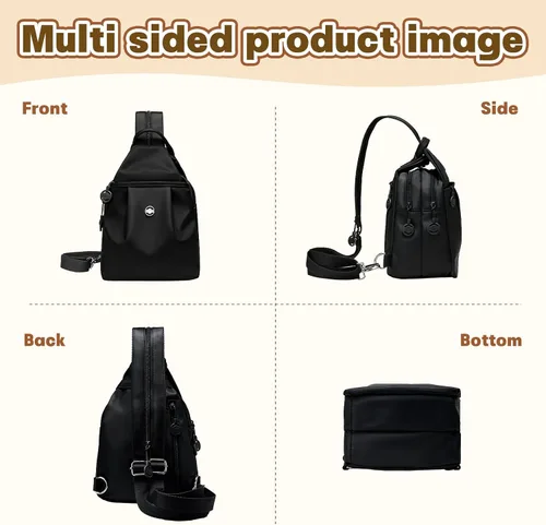 Miniatura 7 de Mini bolsa impermeable de 2 vías, mochila pequeña Oxford con múltiples compartimentos, para mujeres, universitarios, viajeros, viajes con antirrobo