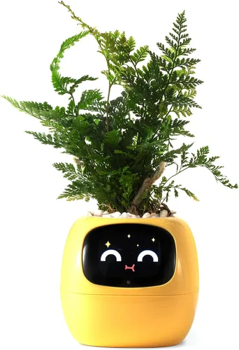Miniatura 10 de PLANTSIO Plantera inteligente para mascotas con robot de orientación en el cuidado de plantas con emojis, adorable compañero de plantas con rica