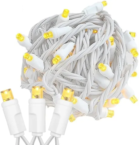 Miniatura 12 de Novelty Lights Guirnalda de luces de Navidad de 25 pies, 50 bombillas LED rosas en cable blanco, espacio de 6 pulgadas, iluminación conectable
