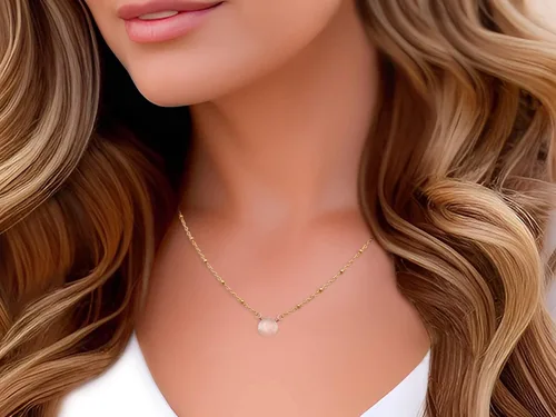 Miniatura 30 de Collar con colgante de piedra natal con piedra preciosa genuina, relleno de oro de 14 quilates, 18 pulgadas
