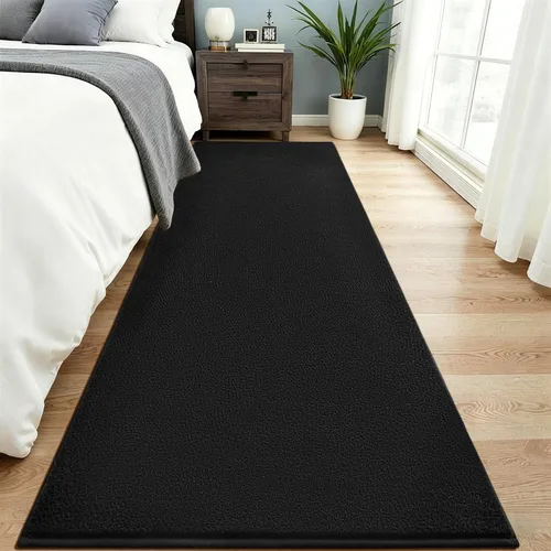 Miniatura 28 de Vasofe Alfombra de pasillo negra de 2 x 4 pulgadas, alfombra antideslizante de espuma viscoelástica gruesa para interiores, para guardería