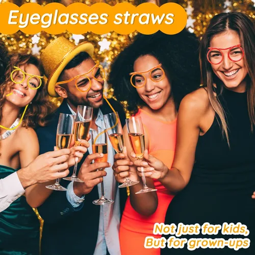 Miniatura 5 de 16 vasos de paja tontos, novedosos anteojos de bucle, de plástico, para fiestas, divertidos, reutilizables, para adultos, niños, fiesta