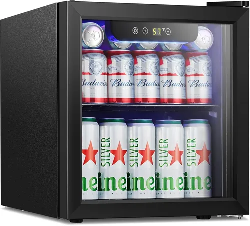 Antarctic Star Mini Nevera Refrigeradora - 12 Botellas 48 Latas Refrigerador de Bebidas Puerta de Vidrio para Bebidas o Cerveza Vino - Pequeño