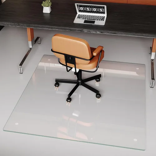 Miniatura 28 de [Vidrio templado] Tapete para silla de vidrio de 40 x 80 pulgadas, tapete para silla de oficina de 1/5 pulgadas de grosor para alfombra o suelo