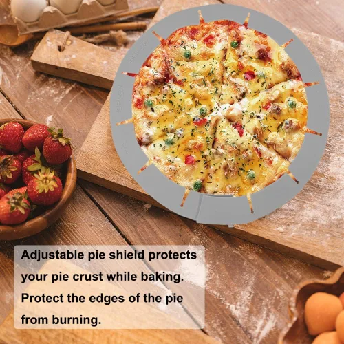 Miniatura 2 de Protector ajustable de corteza de tarta, protector de borde de pastel, herramientas redondas de silicona para hornear tartas, cubierta de pizza sin