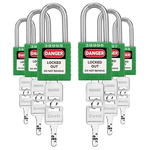 Miniatura 17 de Lockout Tagout Cerraduras conjuntos, 6 candado de seguridad rojo con llave diferente, 2 llaves por cerradura