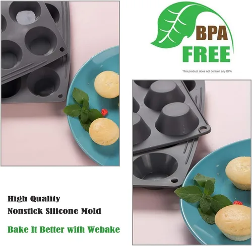Miniatura 6 de Webake Molde de silicona antiadherente para hornear mini magdalenas, magdalenas, tartas, magdalenas, bombas de grasa Keto, paquete de 2