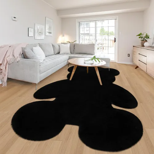 Miniatura 26 de Alfombra de pelo de oveja sintética de 2 pies, suave y esponjosa, bonita alfombra de felpa para guardería, habitación de niños y niñas, decoración