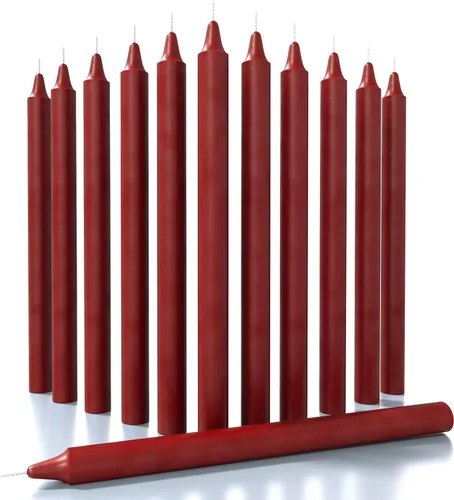 Miniatura 36 de CANDWAX Paquete de 12 velas cónicas rojas – Velas rectas sin goteo de combustión lenta sin perfume de 12 pulgadas – Ideal para mesa de comedor – Rojo