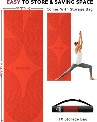Miniatura 7 de HAPBEAR Large Yoga Mat - 72"x36" Extra Wide Exercise Mat - 1/4" Thick Dual Color PVC Anti-Slip Surface & High Cushioning - Ideal for Yoga, Pilates