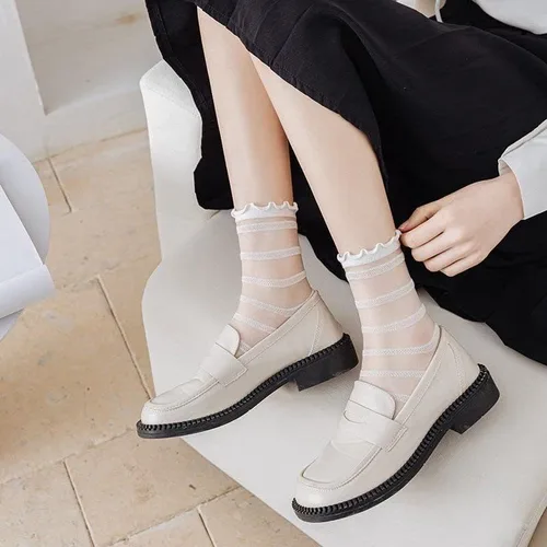 Miniatura 6 de Benefeet Sox Womens Girls Sheer Socks Mesh Lace Crew Socks Transparent See Through Ultra Thin Silk Nylon Dress Socks