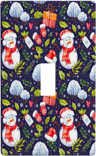 Miniatura 80 de Cubierta de interruptor de luz dúplex de 1 banda, cubierta decorativa de Navidad con copos de nieve rojos, placa frontal decorativa para cocina