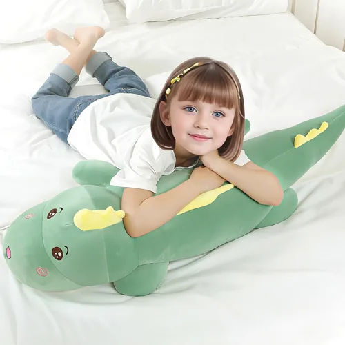 Miniatura 9 de Tianmihou Almohada corporal de dinosaurio gigante de 32 pulgadas, lindo animal de peluche largo de dinosaurio, juguete de peluche grande