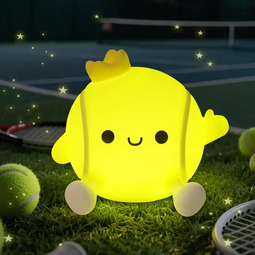 Miniatura 8 de CoolGift Mart Regalos de Tenis, Linda Luz Nocturna de Silicona con Pelota de Tenis, Control Táctil y Temporizador, Adecuada para Lactancia Lectura