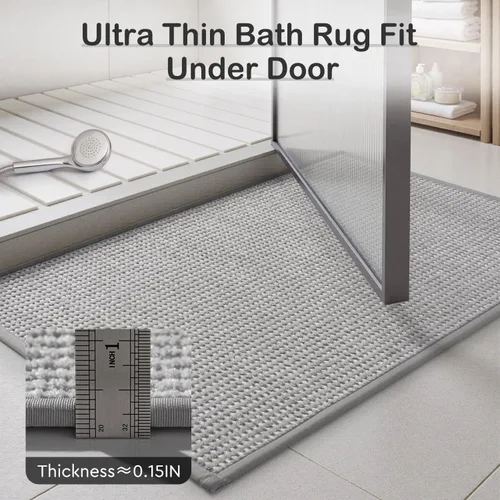 Miniatura 5 de MontVoo Tapete de baño de felpilla absorbente, de secado rápido, con parte trasera de goma, antideslizante, lavable, ultra delgado, para debajo