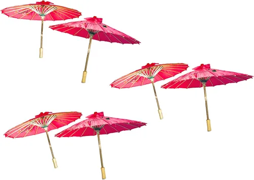 Miniatura 3 de TJ Global Pack de 6 sombrillas japonesas chinas de 22.0 in para bodas, fotografías, disfraces, cosplay, decoración y otros eventos, 6 paraguas