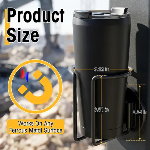 Miniatura 2 de Portavasos Magnético, Durmmur SUS 304 Portavasos Magnético de Acero Inoxidable, Soporte Magnético para Bebidas para Tractor Cortacésped Camión