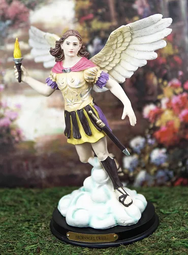 Miniatura 2 de Ebros Iglesia Católica Ortodoxa Ortodoxa Oriental Bizantina Arcángel del Consejo Angélico San Uriel sosteniendo la antorcha Estatua de fuego de Dios