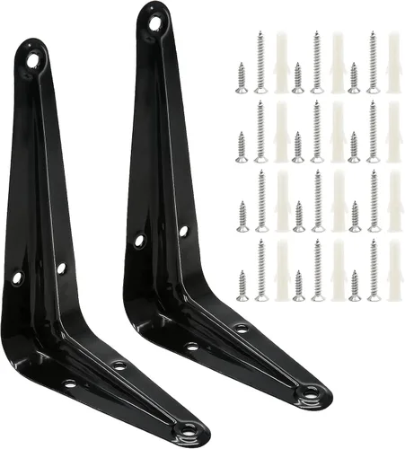Miniatura 2 de Uenhoy Paquete de 10 soportes de estante negros de 4 x 3 pulgadas, soportes flotantes de metal resistentes para montaje en pared, soportes