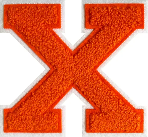 Miniatura 14 de Parche de letras de felpilla naranja de 4.5 pulgadas, alfabeto universitario para planchar y coser para chaquetas, sudaderas, camisetas, jeans