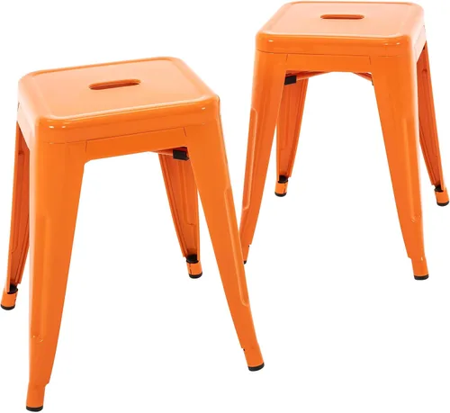 Miniatura 19 de Brage Living Juego de 4 taburetes industriales de metal de 18 pulgadas, taburetes apilables para aula, sillas de comedor de metal sin espalda