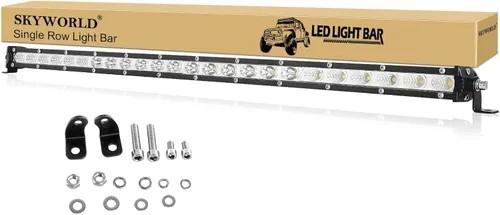 Skyworld - Barra de luz LED de 25 pulgadas, 120 W, una sola fila, perfil bajo, ultra delgada, mini, combo de haz de inundación y foco, luces LED
