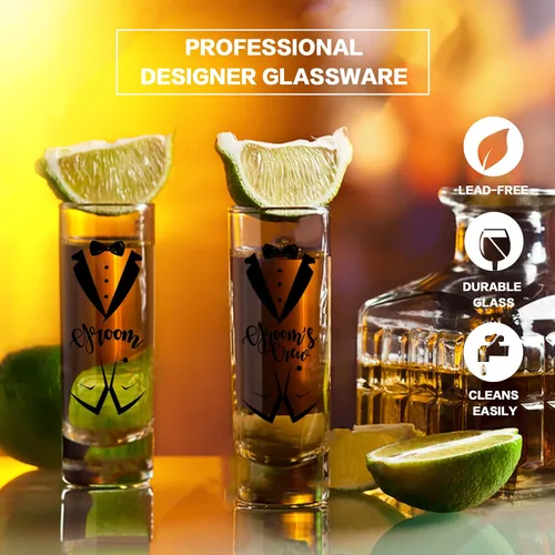 Miniatura 3 de Vasos de chupito de regalo para padrinos de boda de 8 a 2 onzas, incluye 1 equipo de novio 7, regalos de despedida de soltero de boda Tripulación