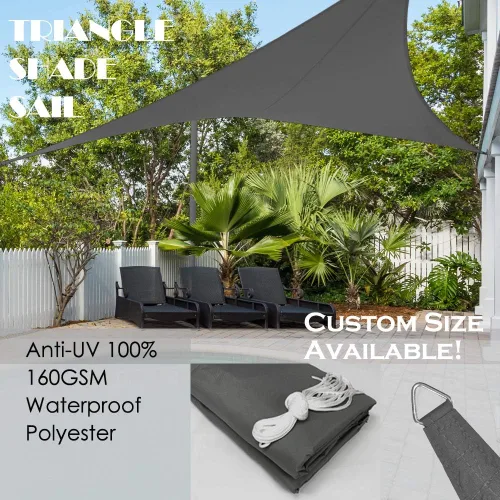 Miniatura 2 de Alion Home Toldo parasol tejido triangular impermeable de 10 x 10 x 10 pies en colores vibrantes (gris)