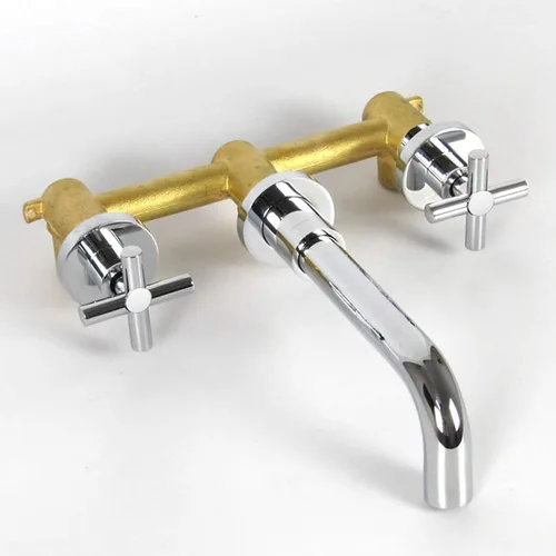 Miniatura 5 de sumerain Grifo de baño de montaje en pared, 2 manijas cruzadas en acabado cromado moderno, válvula empotrada incluida Cromo