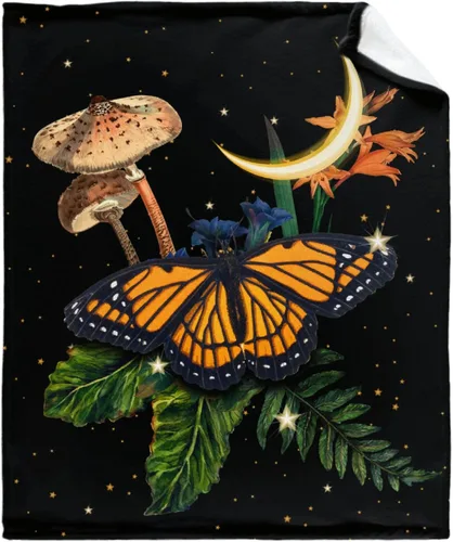 Miniatura 12 de Manta de regalo personalizada de hongos del bosque salvaje oscuro, manta de franela suave y ligera, adecuada para uso en cama, sala de estar