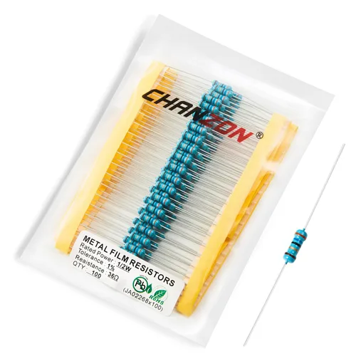 Miniatura 18 de Chanzon - 100 resistencias de película metálica 1/2 W (0.5 W) 10 Ω ohmios ±1% de tolerancia 10R MF, resistencias de agujero pasante con limitación