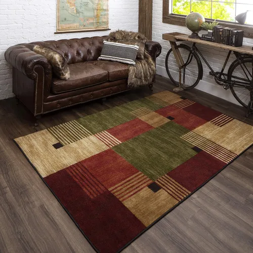 Miniatura 10 de Mohawk Home Alliance - Alfombra geométrica moderna de 1 pies 8 pulgadas x 2 pies 10 pulgadas, color rojo, perfecta para sala de estar, comedor