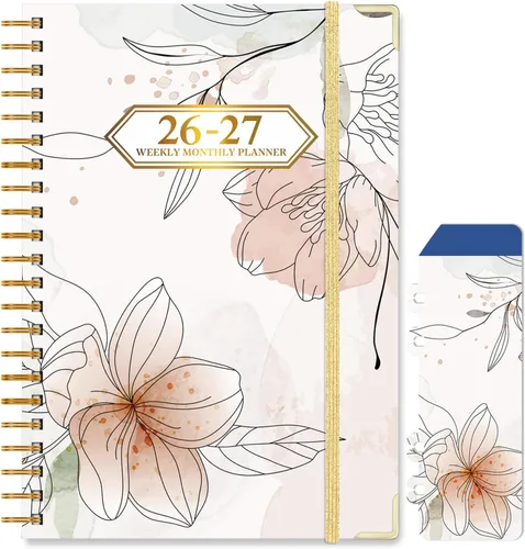 Miniatura 12 de 2026-2027 Planner, Jul.2026-Jun.2027 Planner Weekly and Monthly 6.25"x8.5" with Page Tabs, Calendar Hardcover with Inner Pocket, Elastic Band