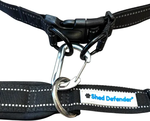 Miniatura 6 de Shed Defender Cinturón de correa para perro manos libres, visto en Shark Tank, se fija a todas las correas, correa de cintura manos libres para Negro