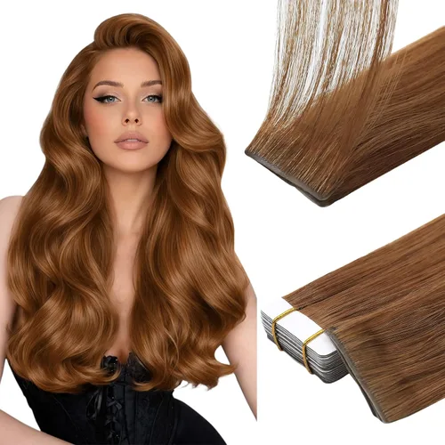 Miniatura 38 de Full Shine Invisi Edge - Extensiones de cabello con cinta adhesiva invisible de 36 cm, color 1 negro, máquina Remy, extensiones de cabello humano