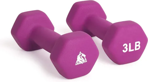 LIONSCOOL Juego de 2 mancuernas con revestimiento de neopreno, mancuernas hexagonales antideslizantes y que no se ruedan en par para entrenamiento