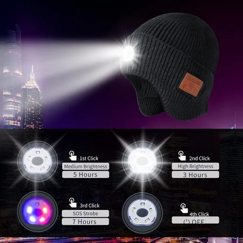 Miniatura 26 de Gorro Bluetooth con auriculares ligeros e inalámbricos, micrófono integrado y altavoces estéreo mejorados con música