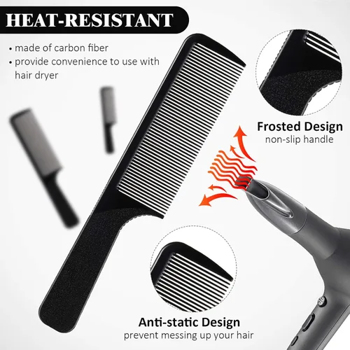 Miniatura 3 de Peine de corte de pelo, 5 piezas, peine de peluquería para peluquería, dientes finos, juego de cepillos de pelo de carbono, antiestático, resistente