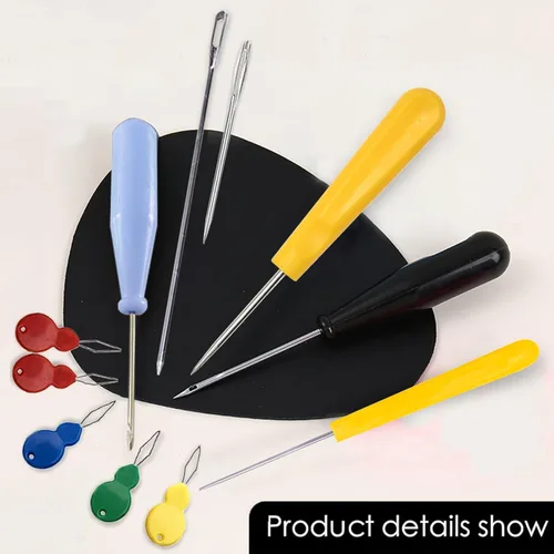 Miniatura 8 de Kit de 11 agujas de vela, moldes de herramienta de inserción de mecha, aguja perforadora con ojo de gancho, aguja de absorción de velas de ojo